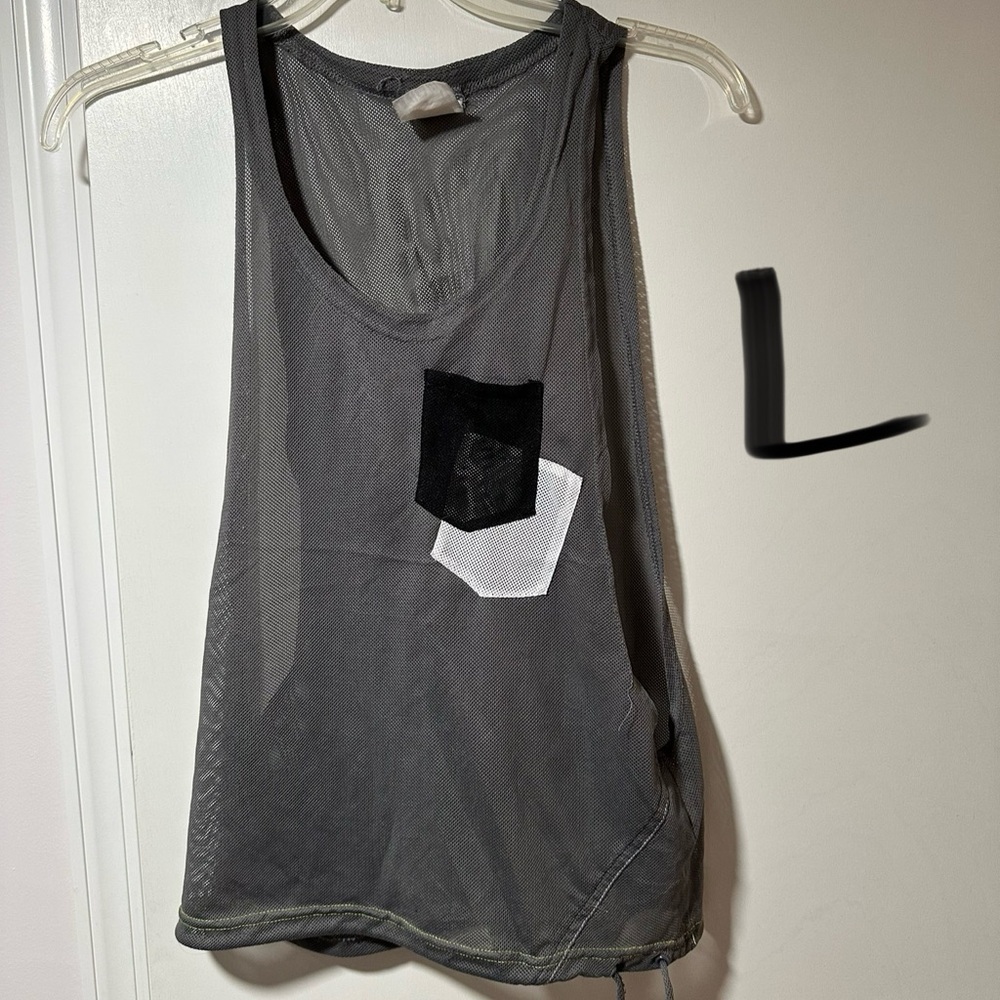 Zumba Gray Mesh Tank Top with Black and White Pocket